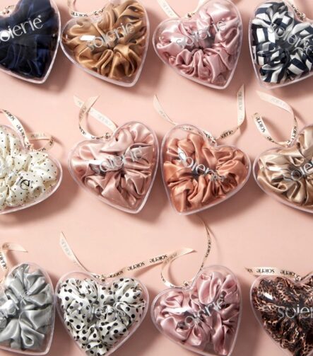 Silk Hair Rope Hair Care Scrunchie with Heart Gift Box