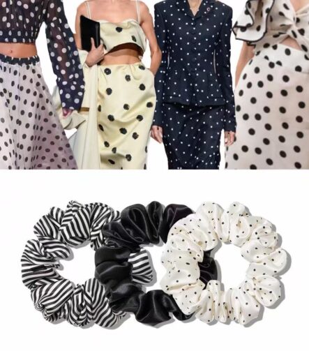 Soierie Large polka dot mulberry silk hair tie